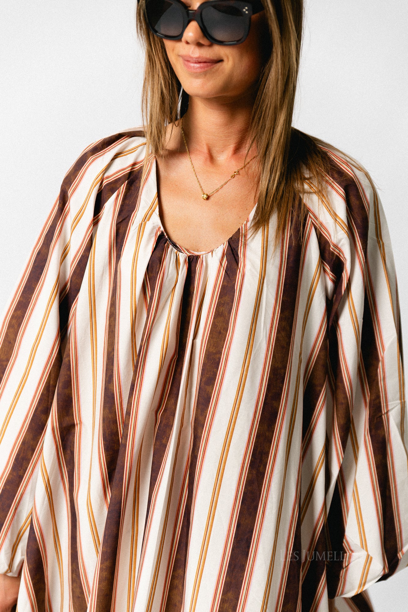 Brigitte dress hot chocolate stripes