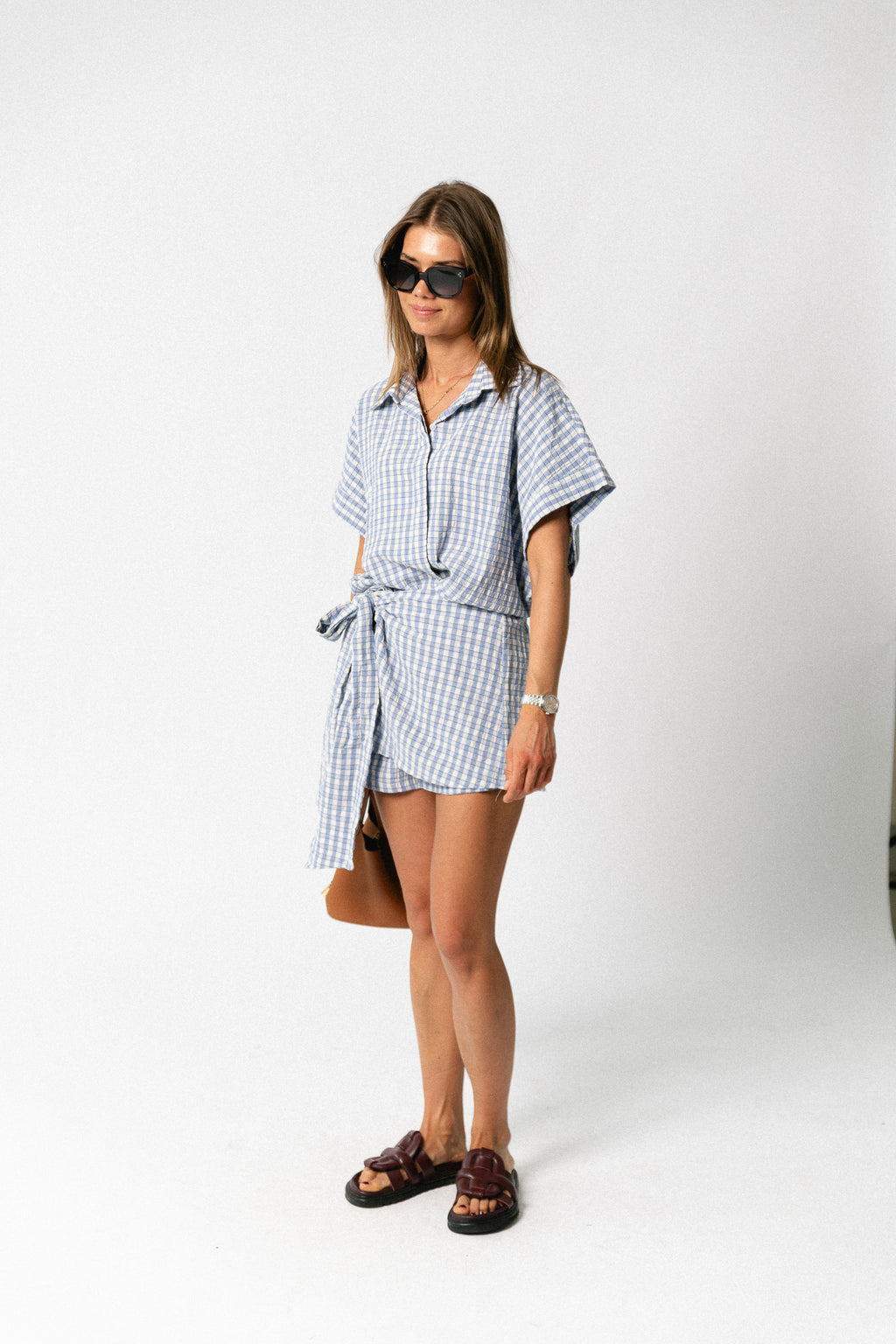 Juliette SS checkered shirt blue