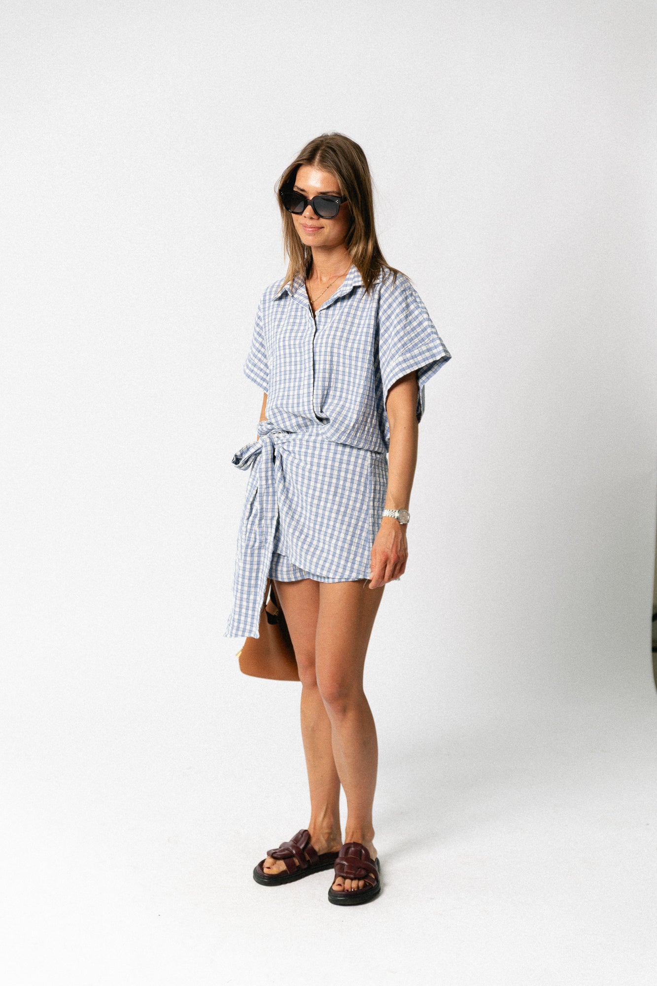 Juliette SS checkered shirt blue