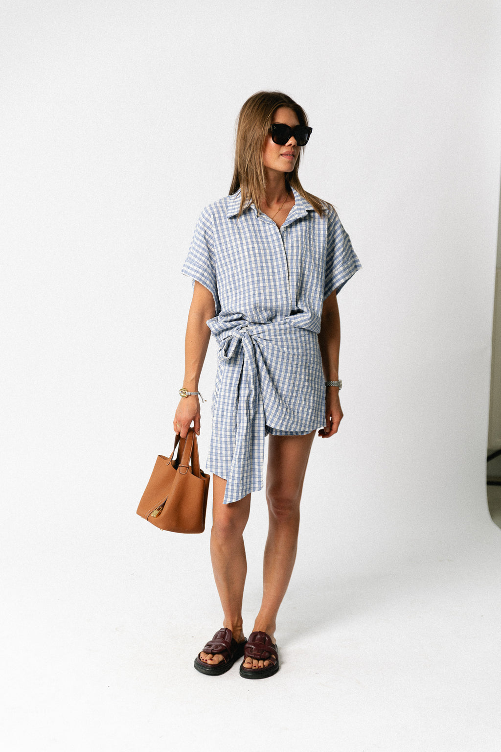 Juliette SS checkered shirt blue