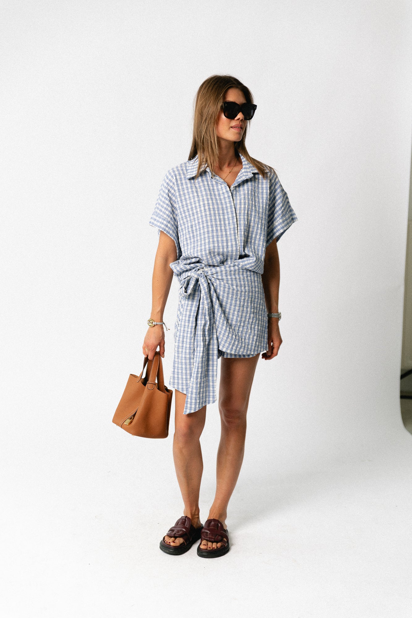 Juliette SS checkered shirt blue