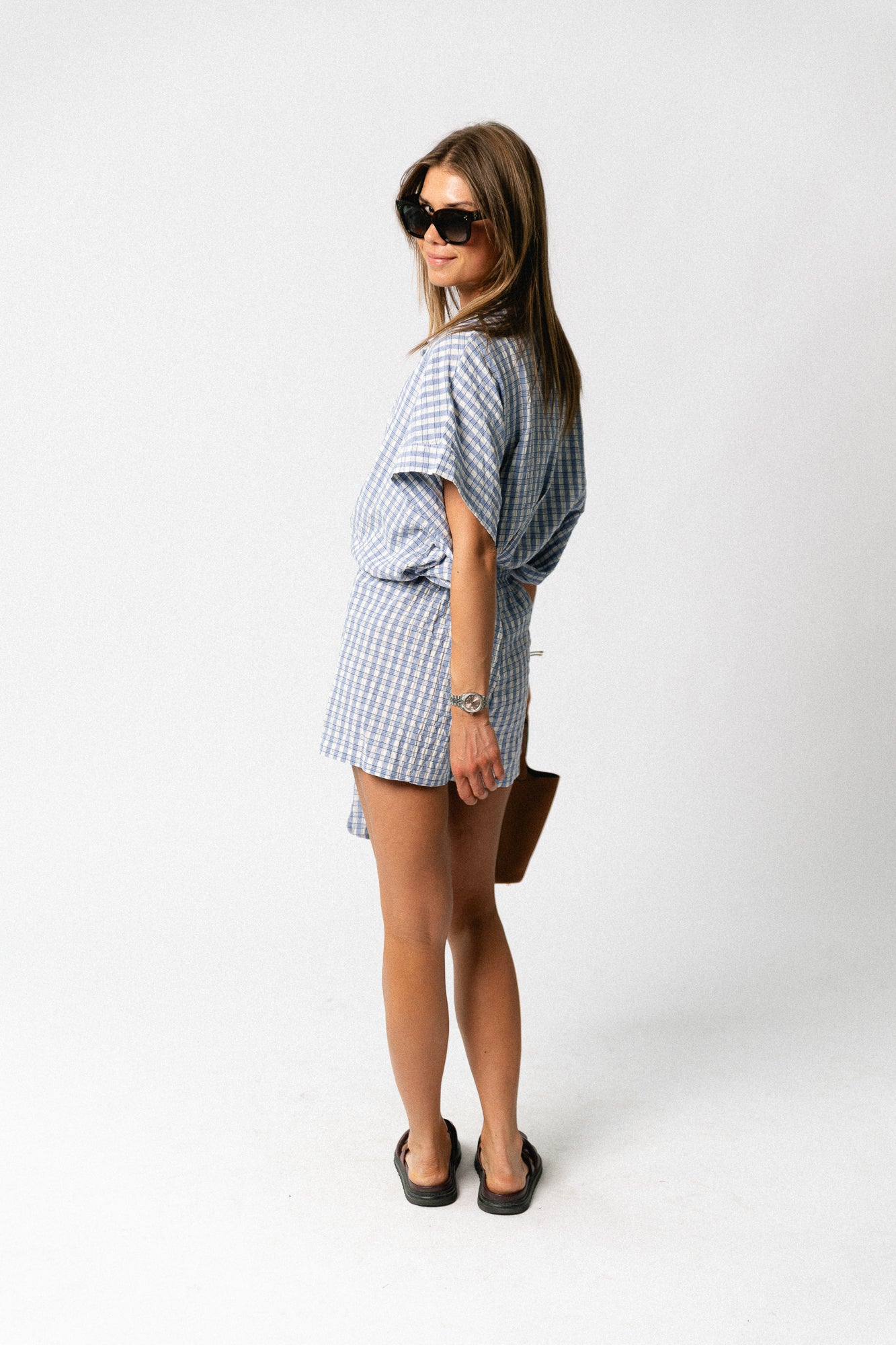 Juliette SS checkered shirt blue