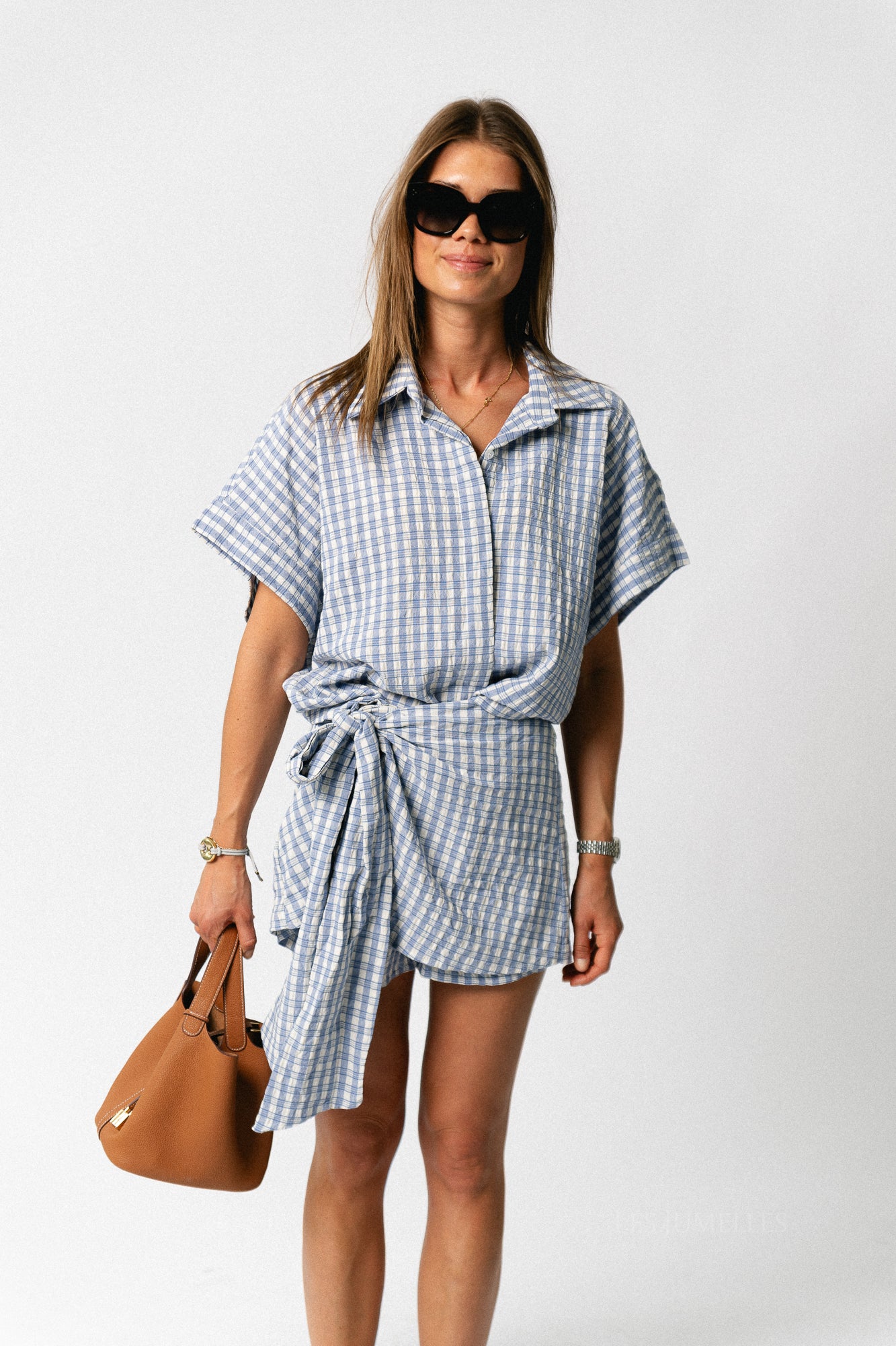 Juliette SS checkered shirt blue