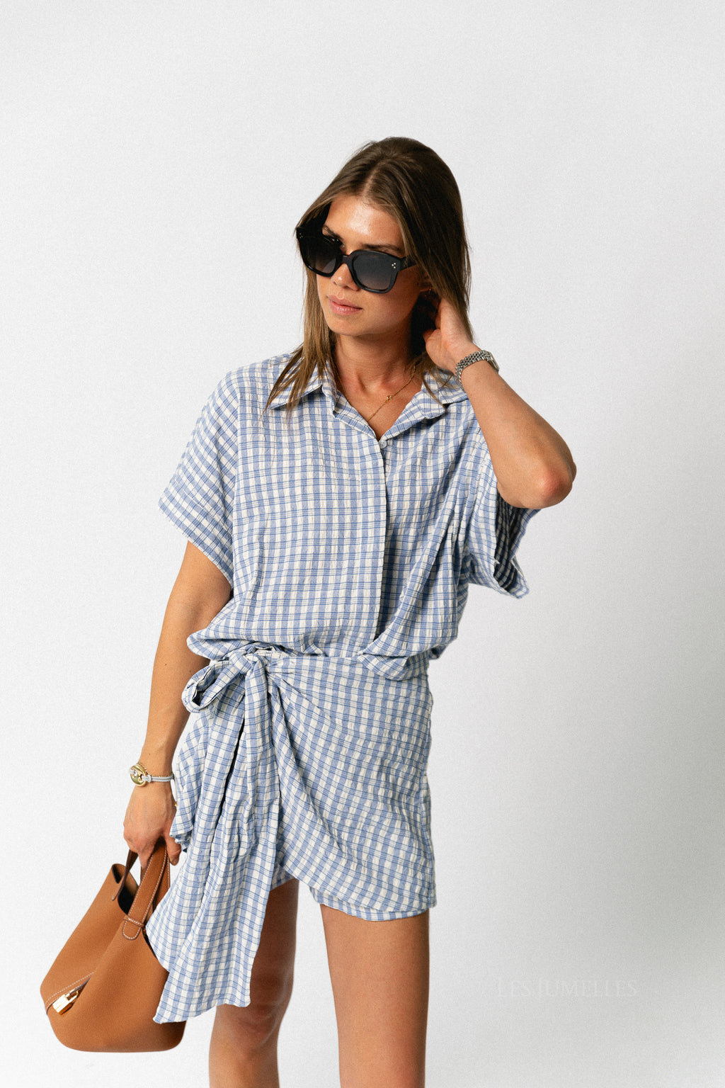 Juliette SS checkered shirt blue
