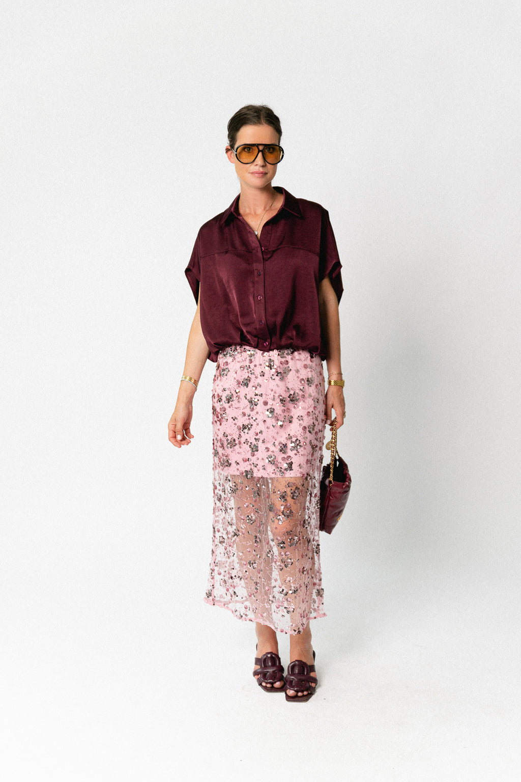 YASSequina HW long skirt orchid smoke