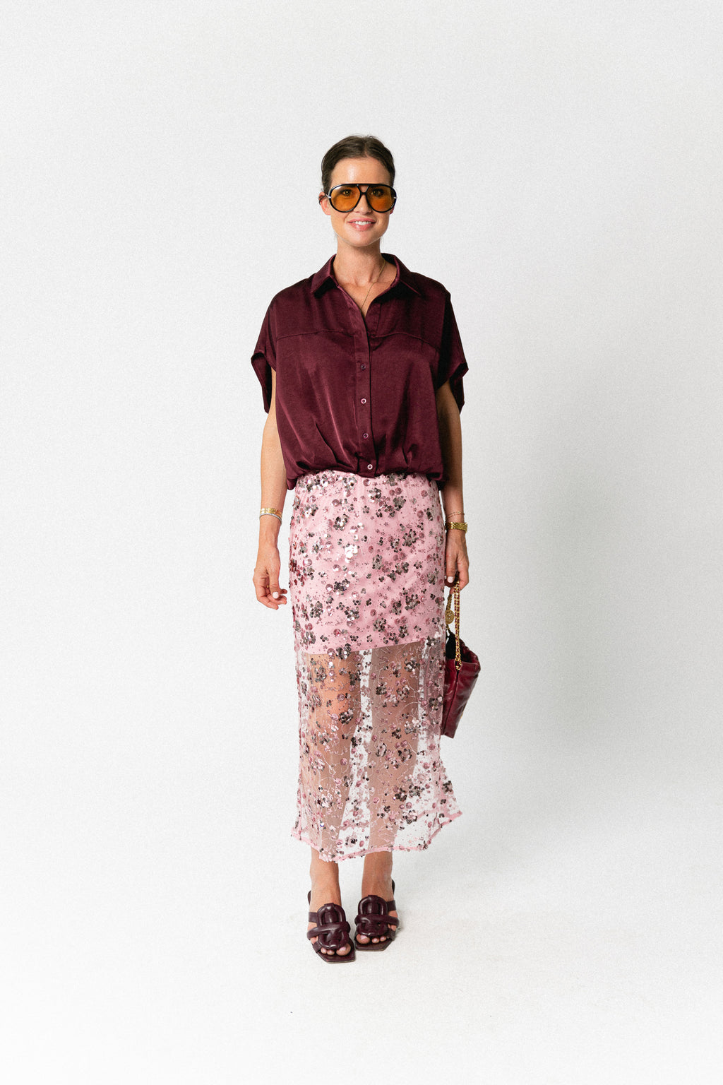 YASSequina HW long skirt orchid smoke