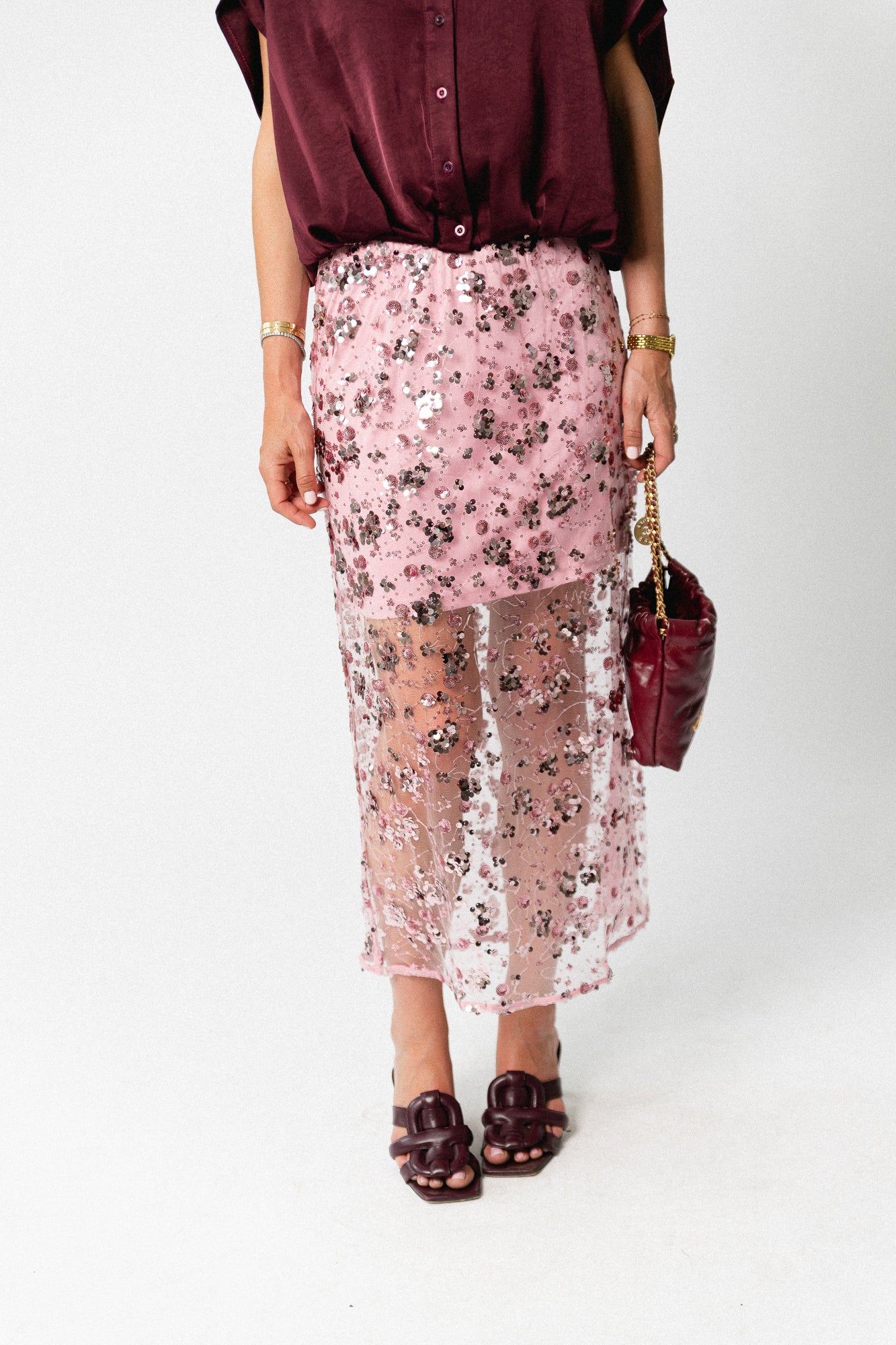YASSequina HW long skirt orchid smoke