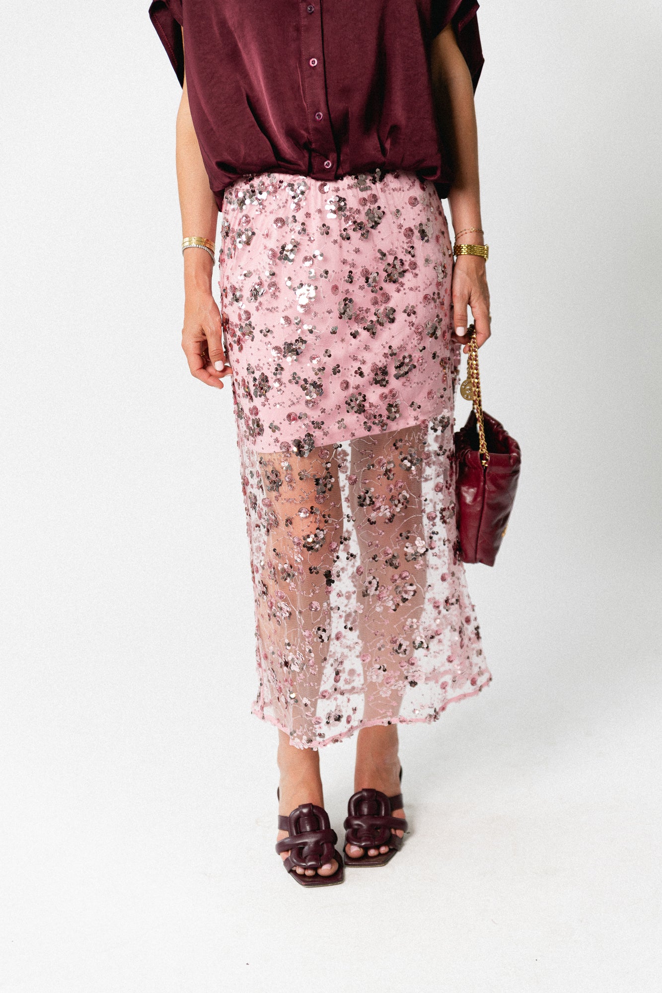 YASSequina HW long skirt orchid smoke
