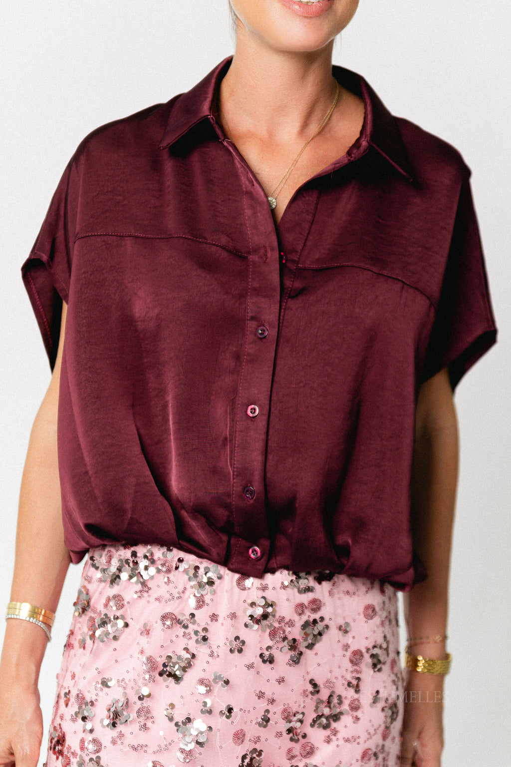 Sarah sateen blouse burgundy