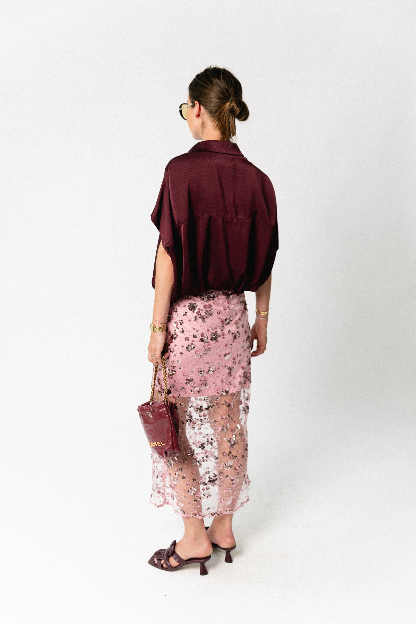 Sarah sateen blouse burgundy