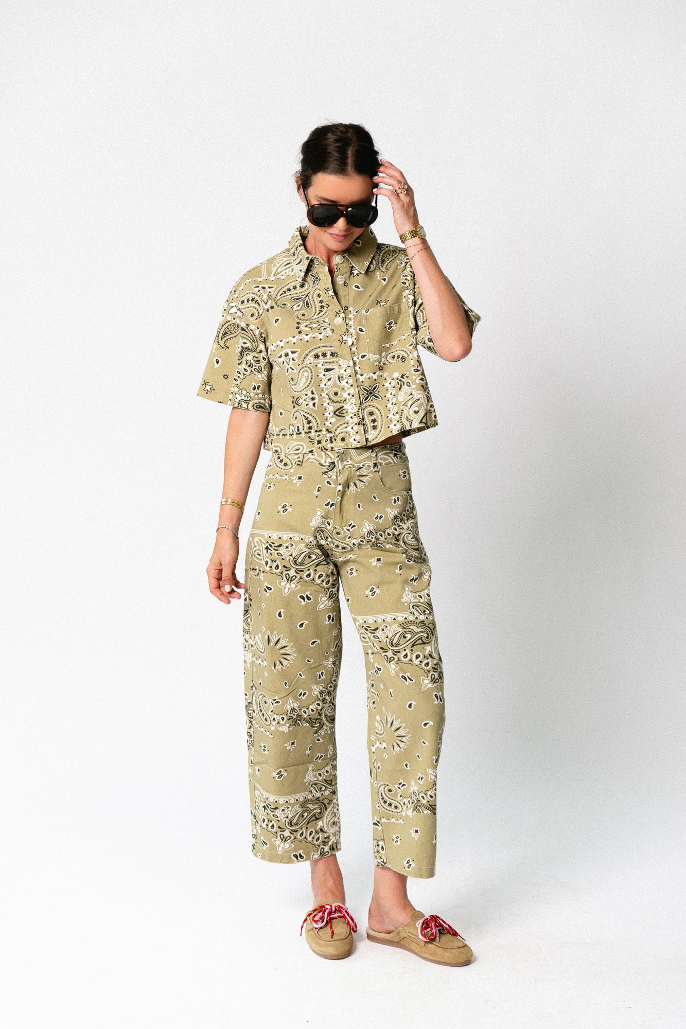 Meagan paisley barrel jeans khaki