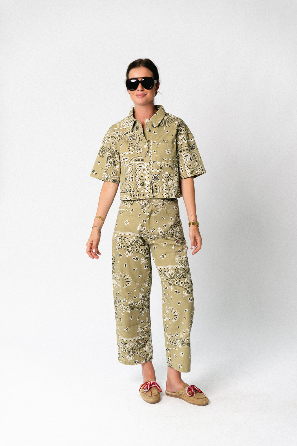 Meagan paisley barrel jeans khaki