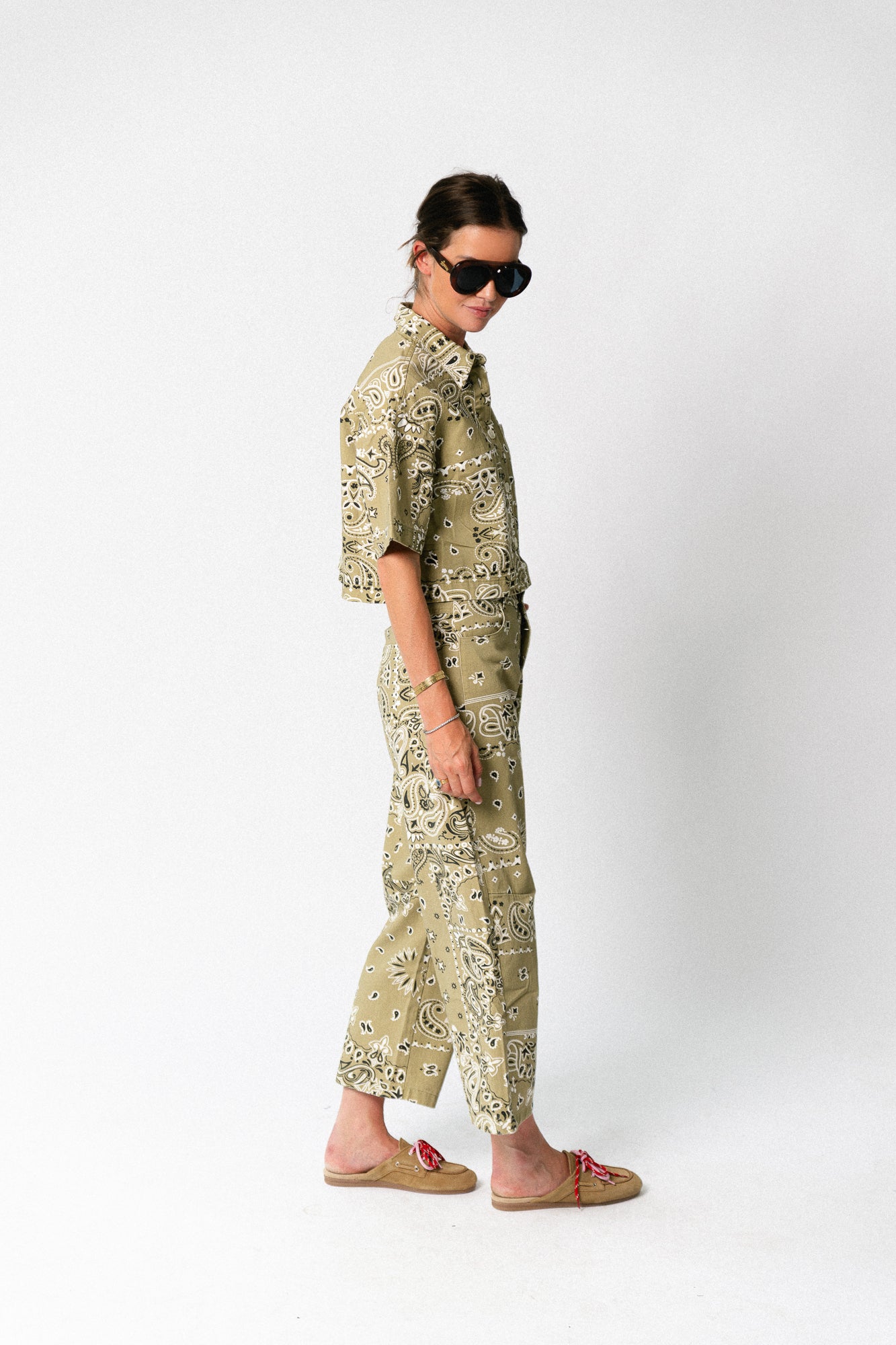 Meagan paisley cropped shirt khaki