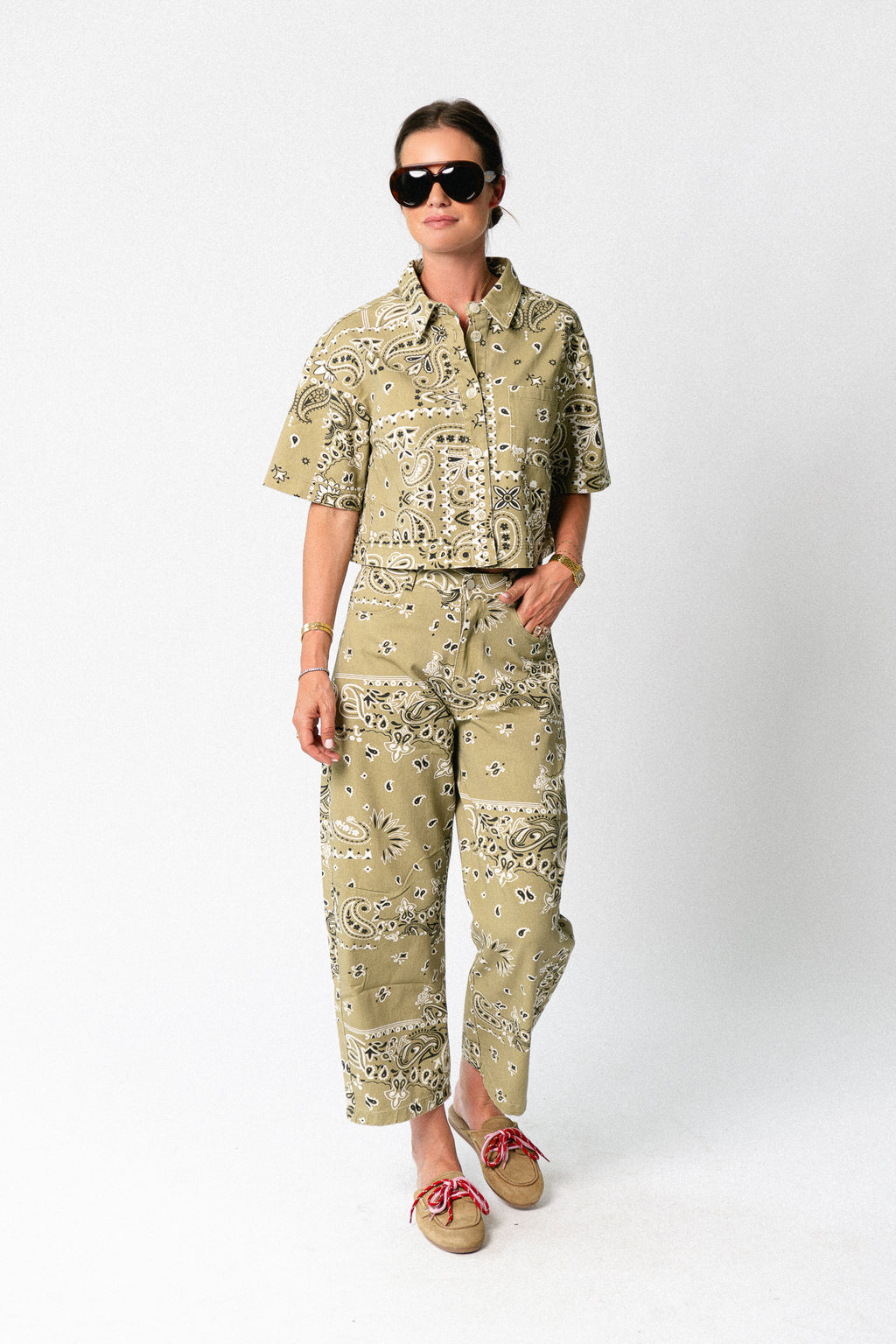 Meagan paisley barrel jeans khaki