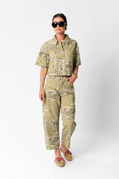 Meagan paisley barrel jeans khaki