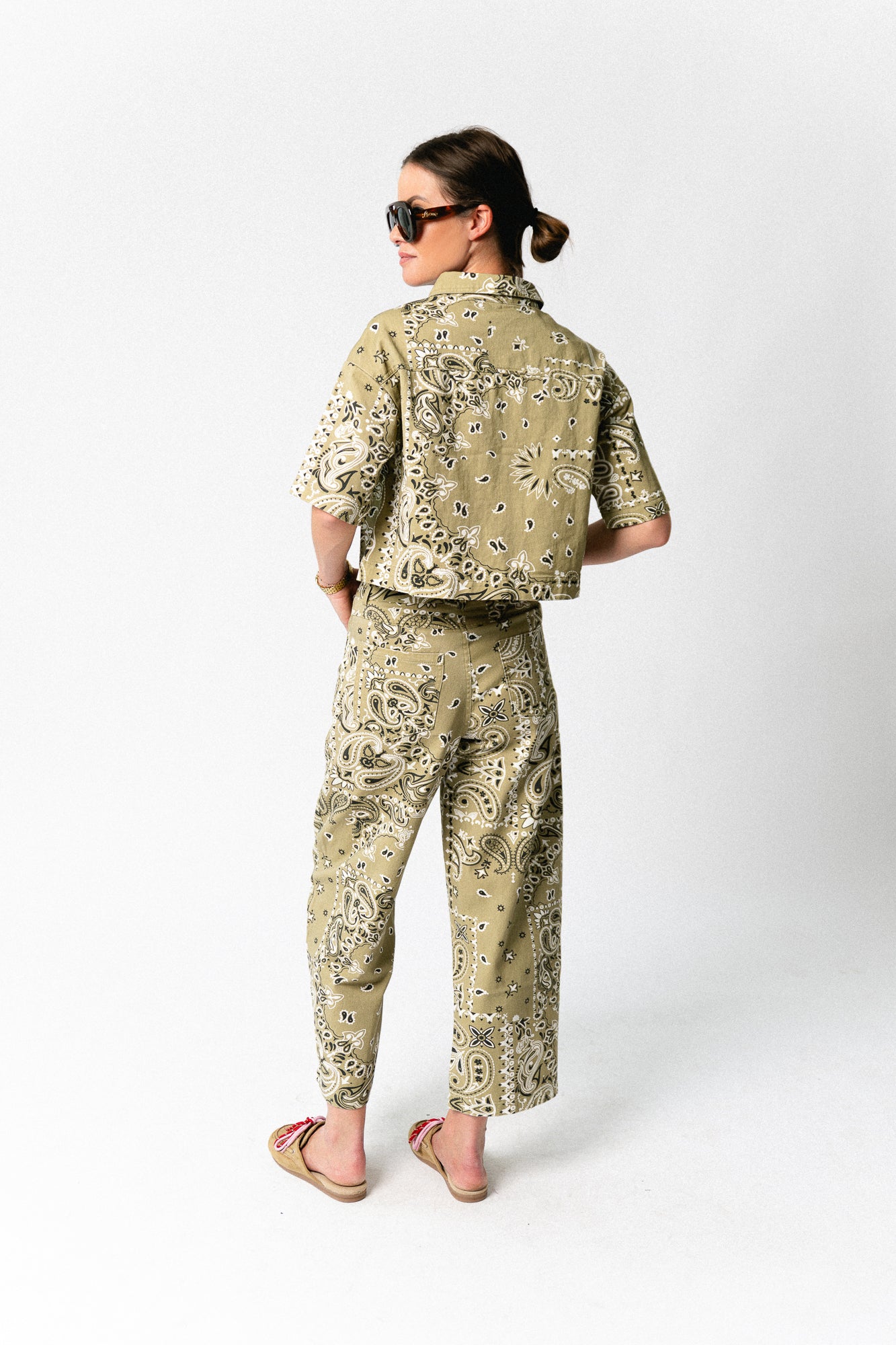 Meagan paisley cropped shirt khaki