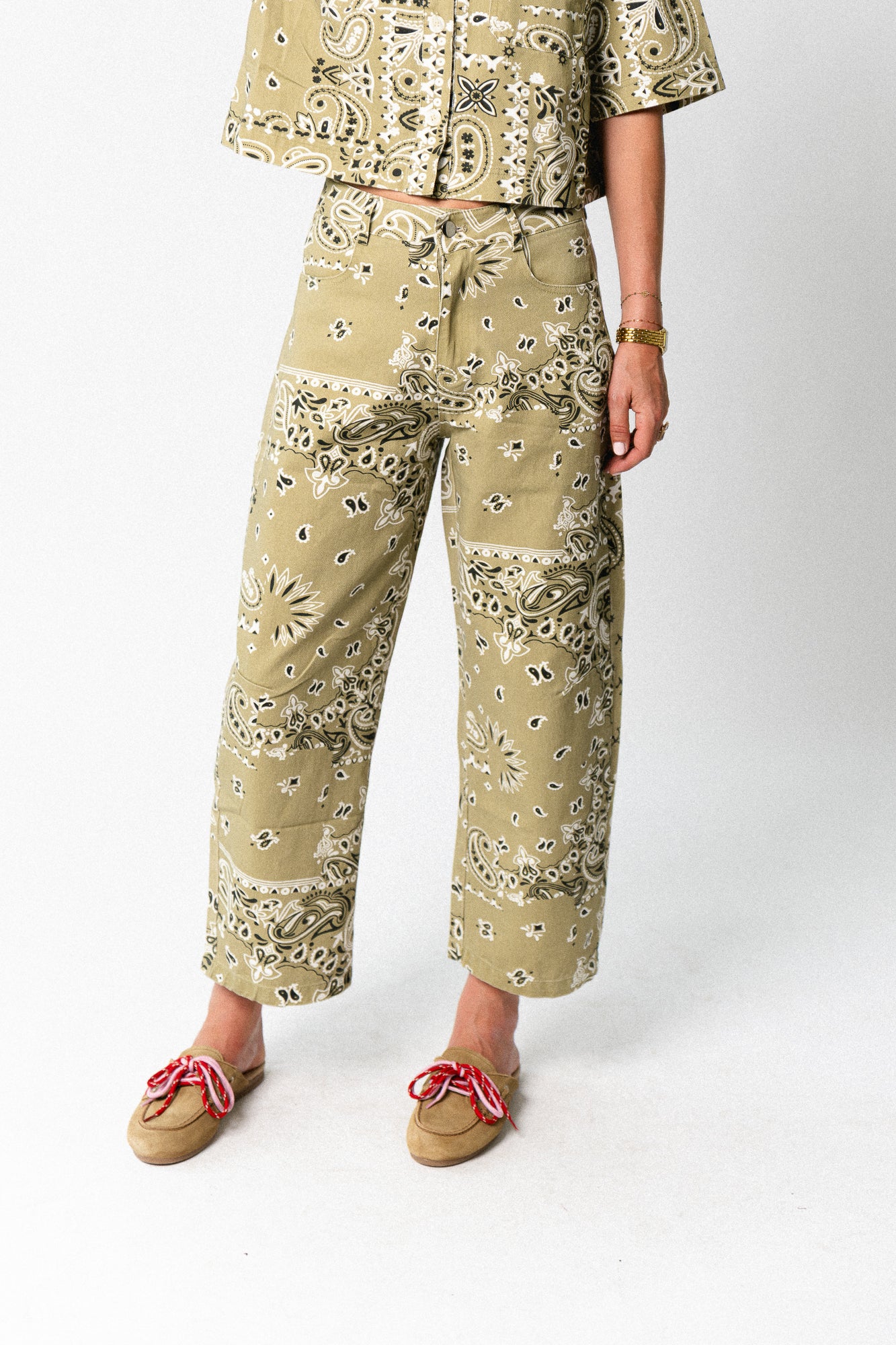 Meagan paisley barrel jeans khaki