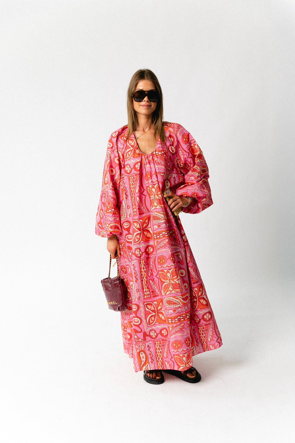 Brigitte dress seventies print fuchsia