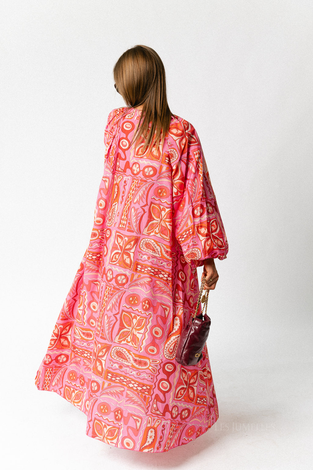 Brigitte dress seventies print fuchsia