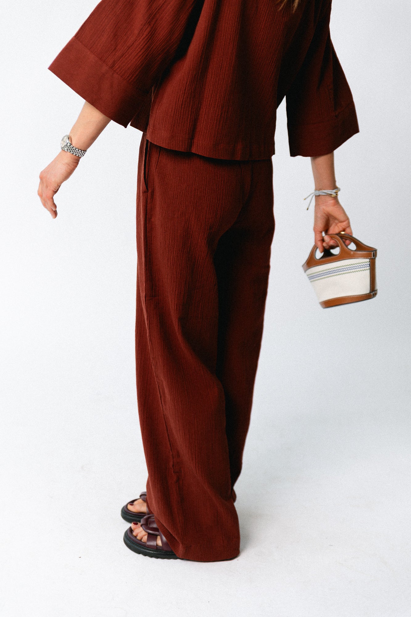 SLFFinnie MW wide sun pants cherry mahogany