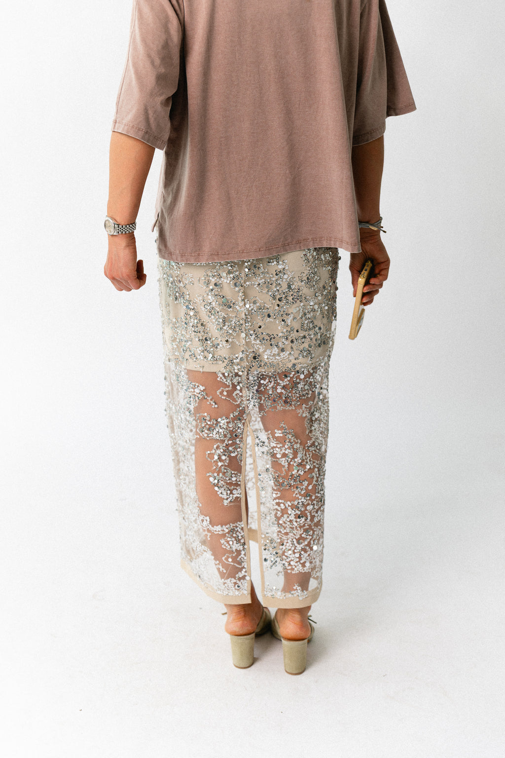 ROULeona HW ankle skirt silver sequins