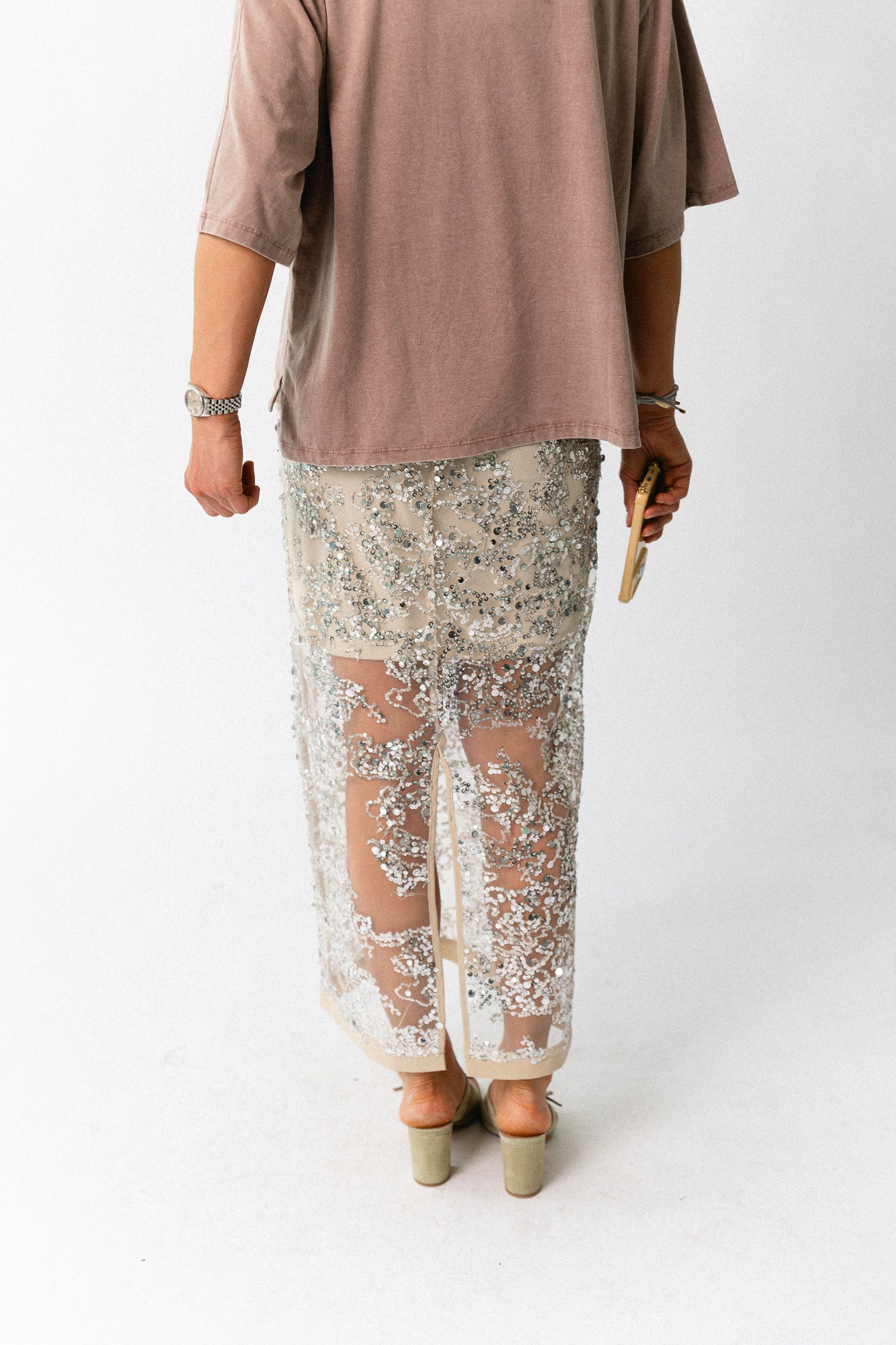 ROULeona HW ankle skirt silver sequins