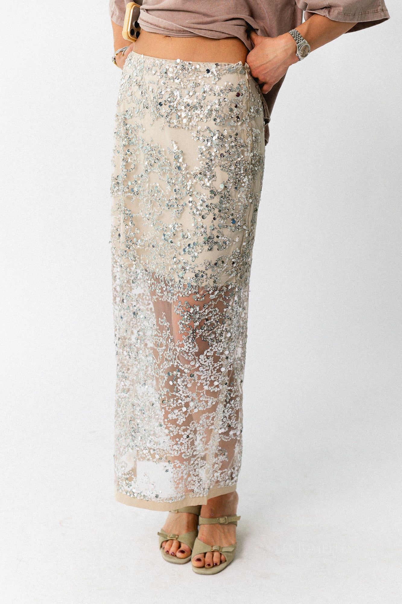 ROULeona HW ankle skirt silver sequins