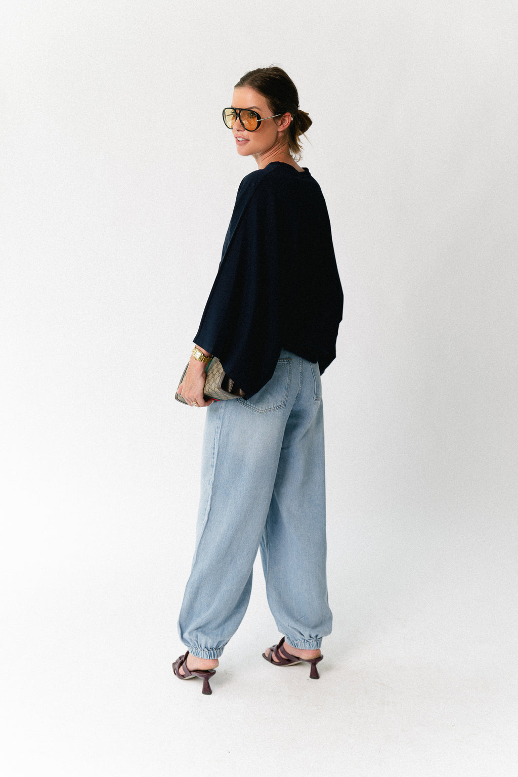 OBJLara MW jogger pant light blue denim