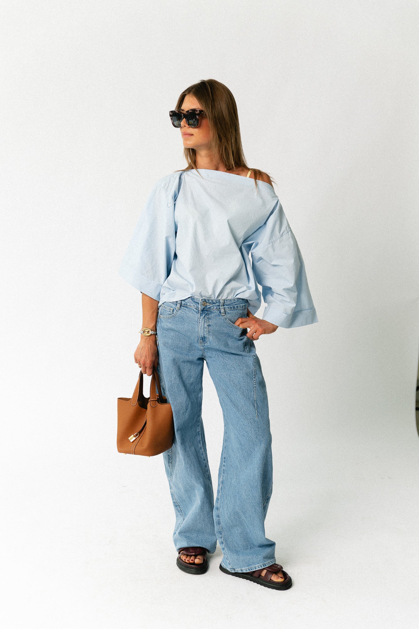 Myra off shoulder shirt light blue