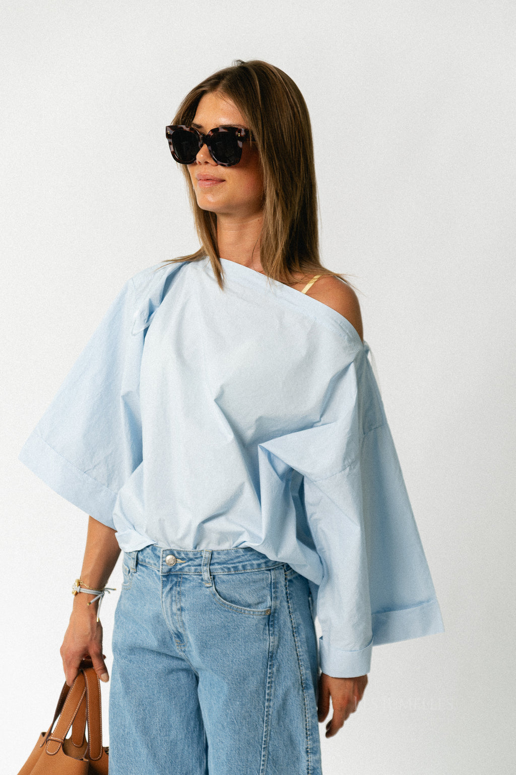 Myra off shoulder shirt light blue
