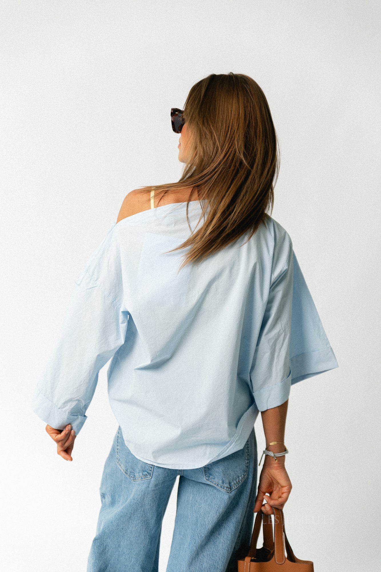 Myra off shoulder shirt light blue