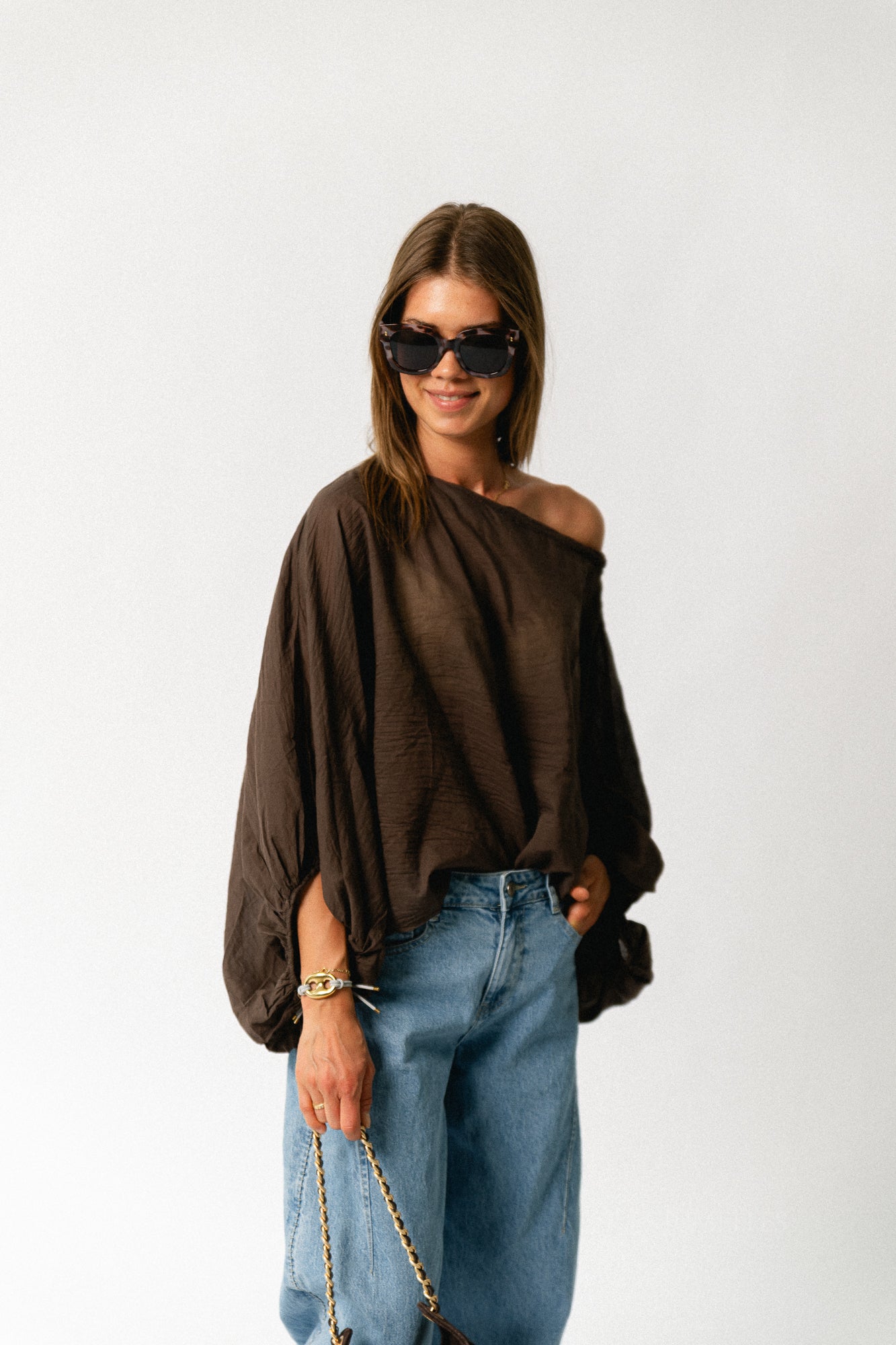 Ariel cotton blouse hot chocolate