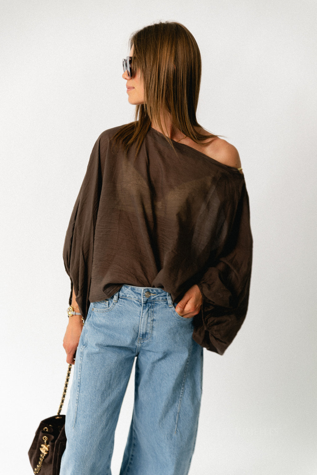 Ariel cotton blouse hot chocolate