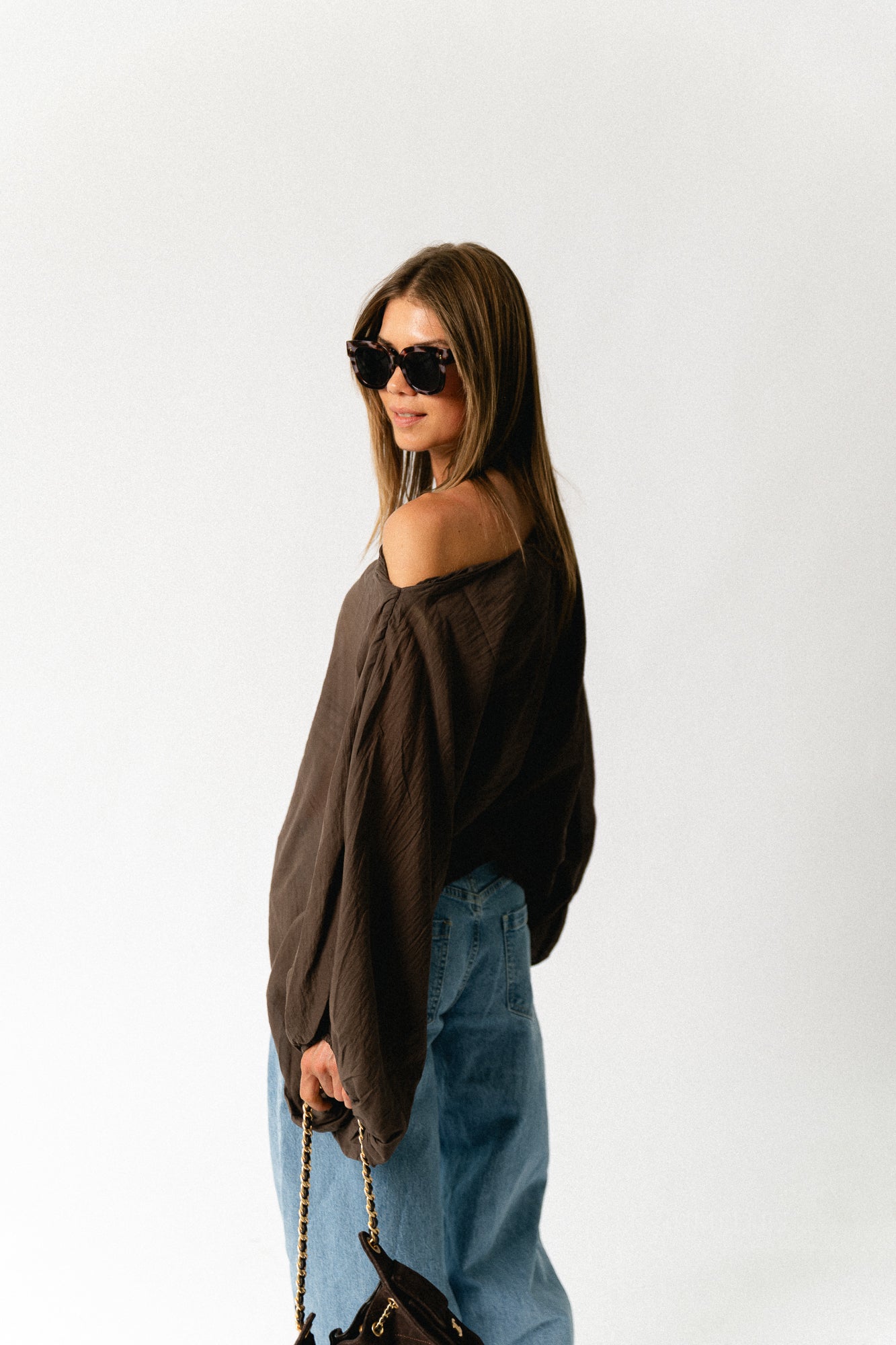 Ariel cotton blouse hot chocolate