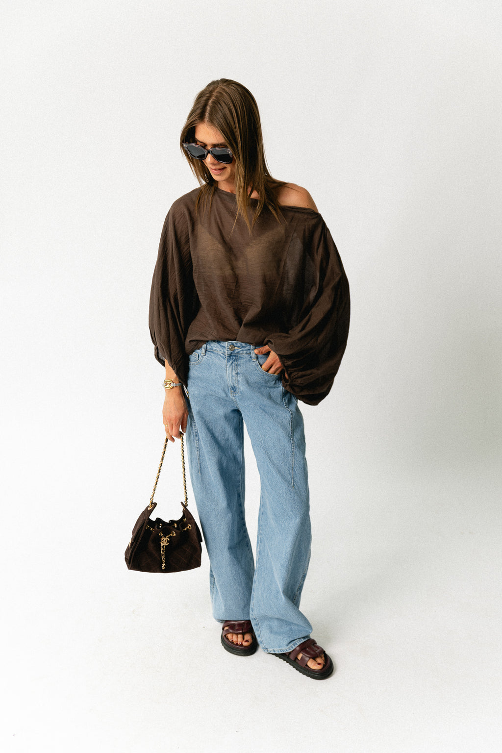 Ariel cotton blouse hot chocolate