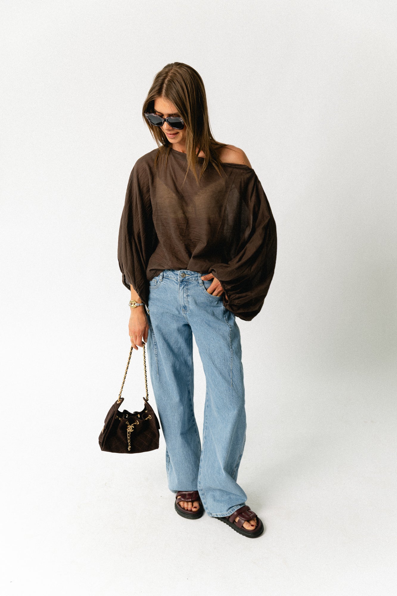 Ariel cotton blouse hot chocolate