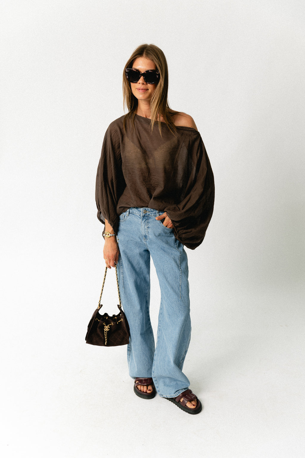 Ariel cotton blouse hot chocolate