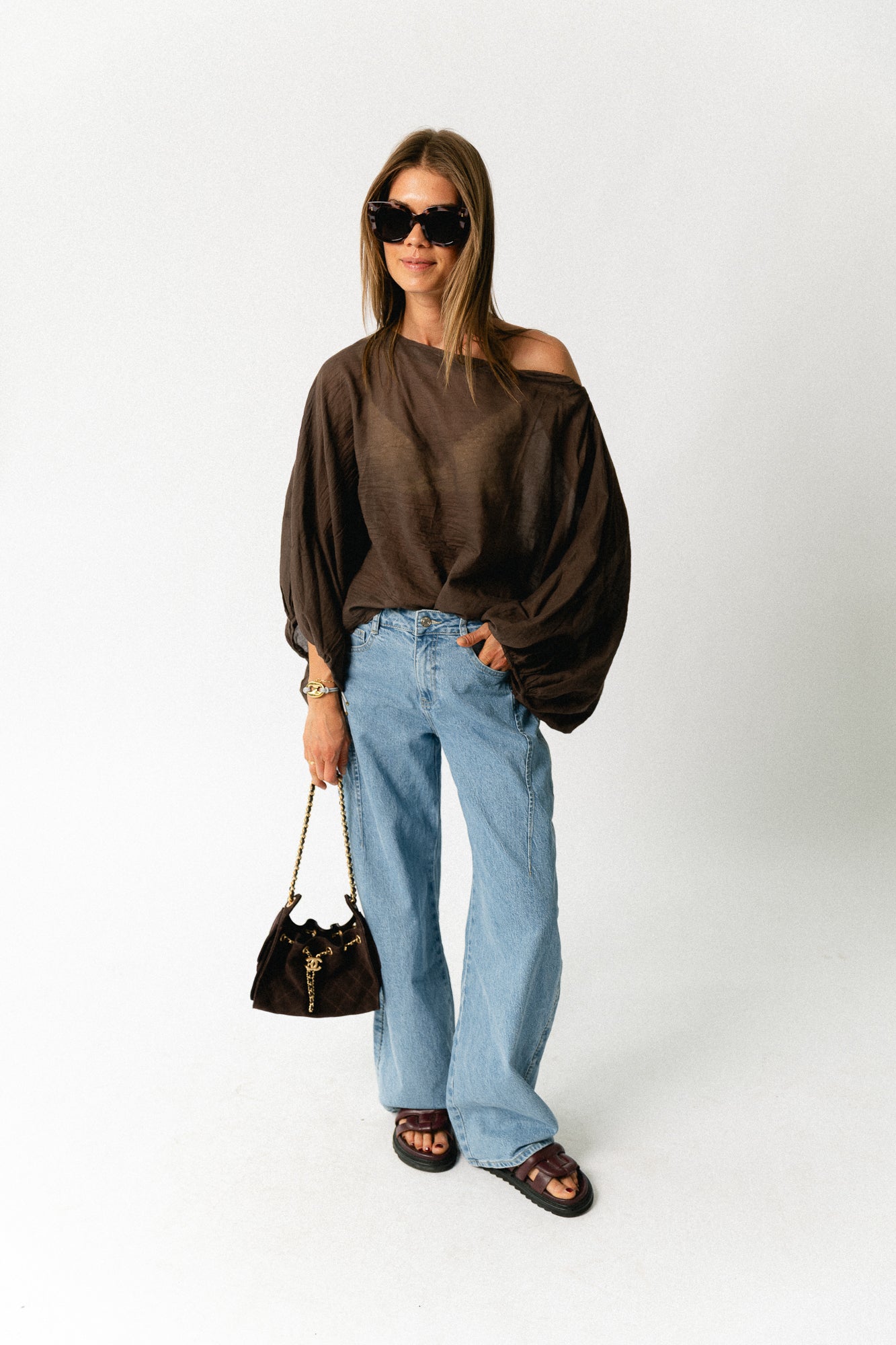 Ariel cotton blouse hot chocolate