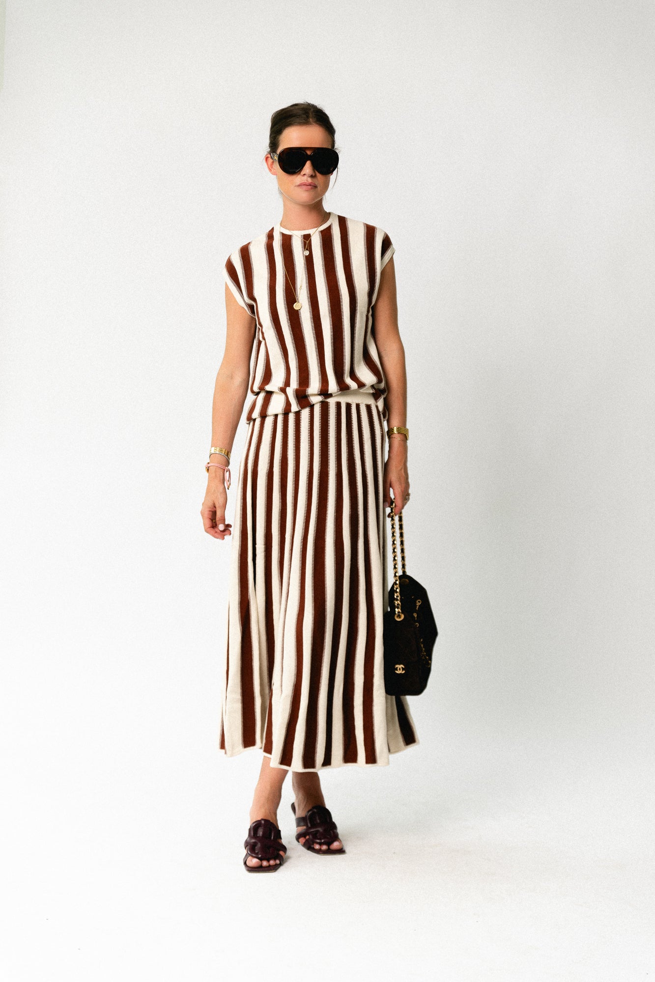 SLFLina HW knit long skirt birch/cherry mahogany