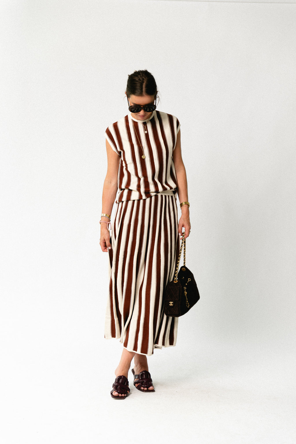 SLFLina HW knit long skirt birch/cherry mahogany
