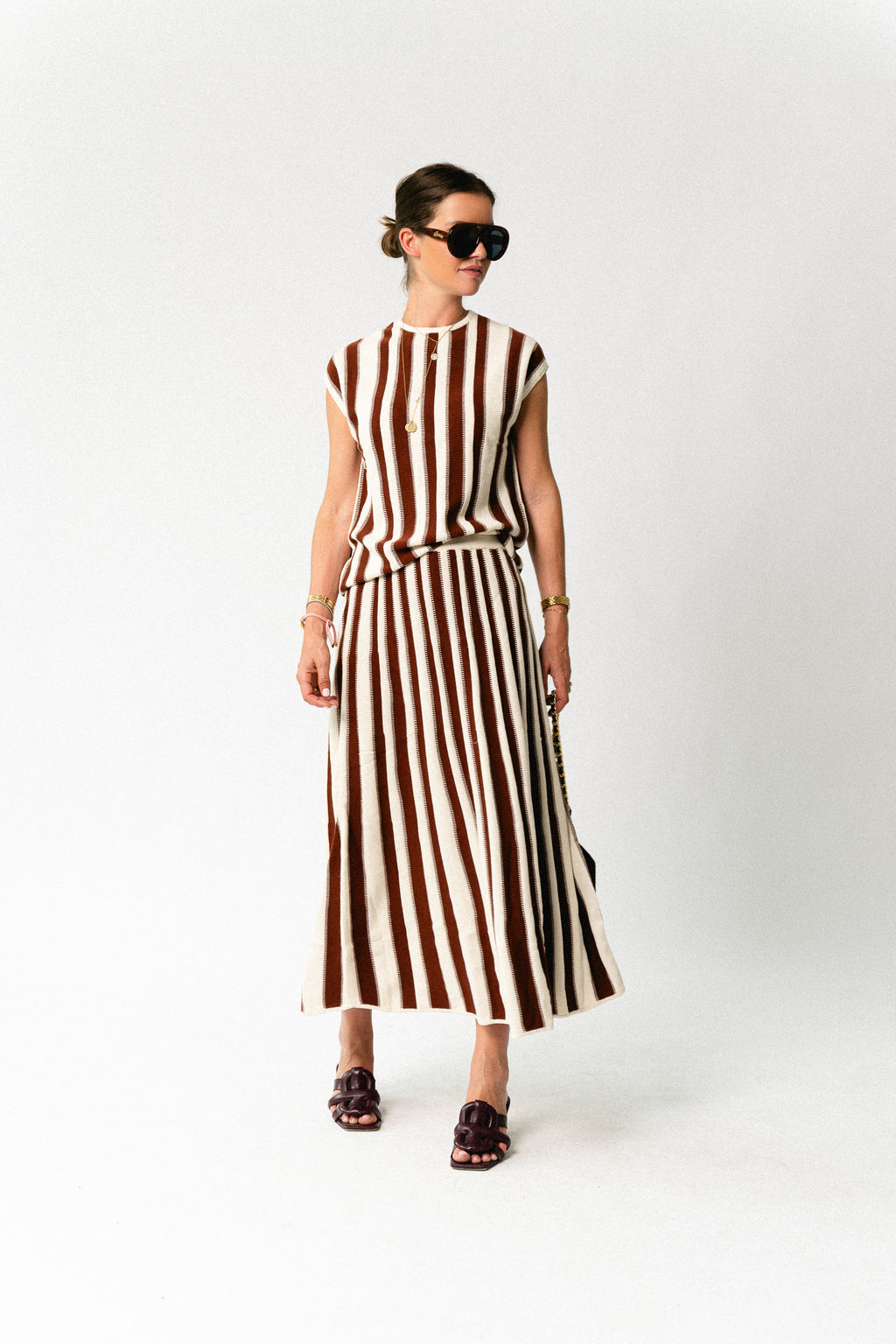 SLFLina HW knit long skirt birch/cherry mahogany