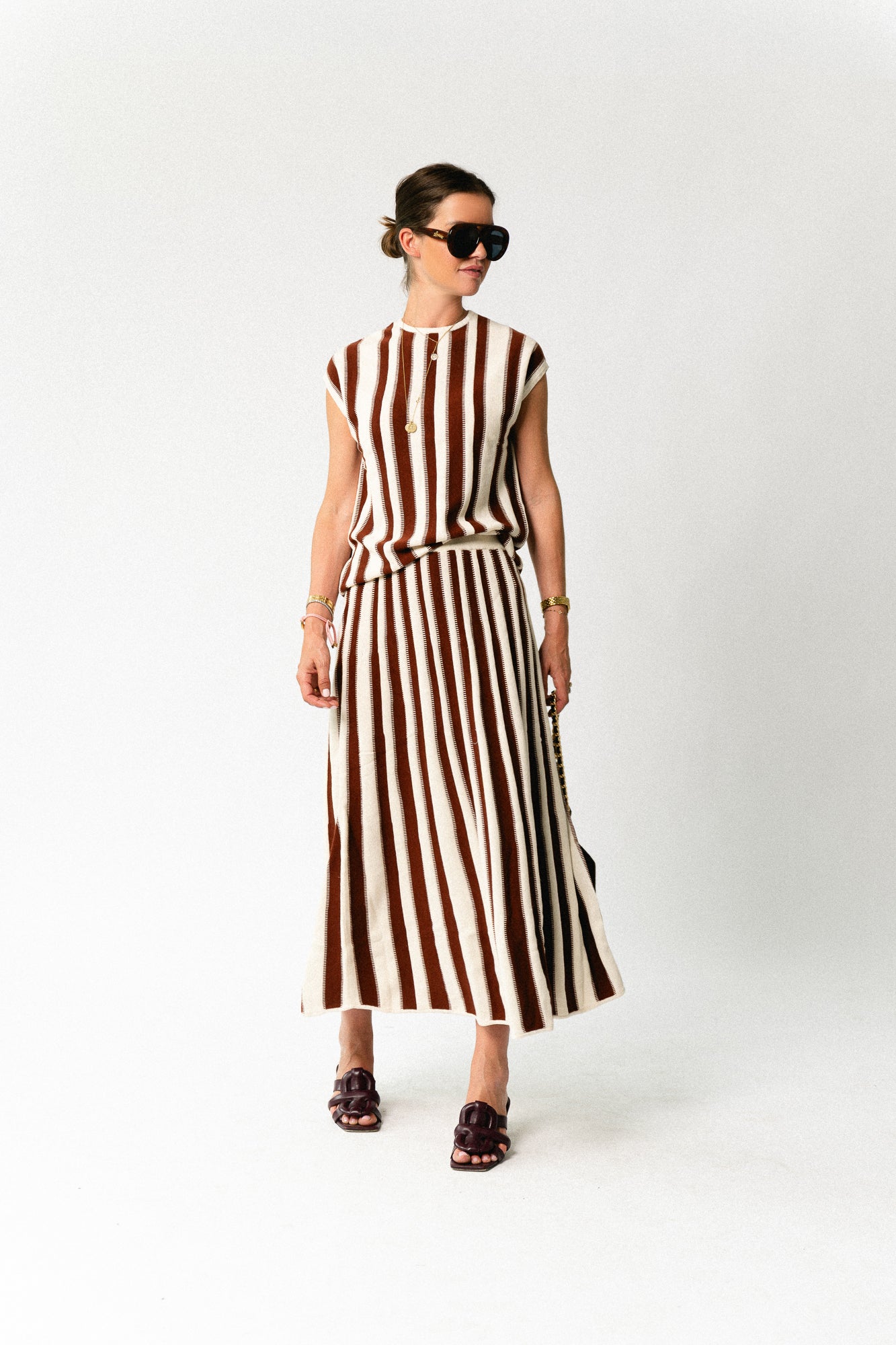 SLFLina HW knit long skirt birch/cherry mahogany