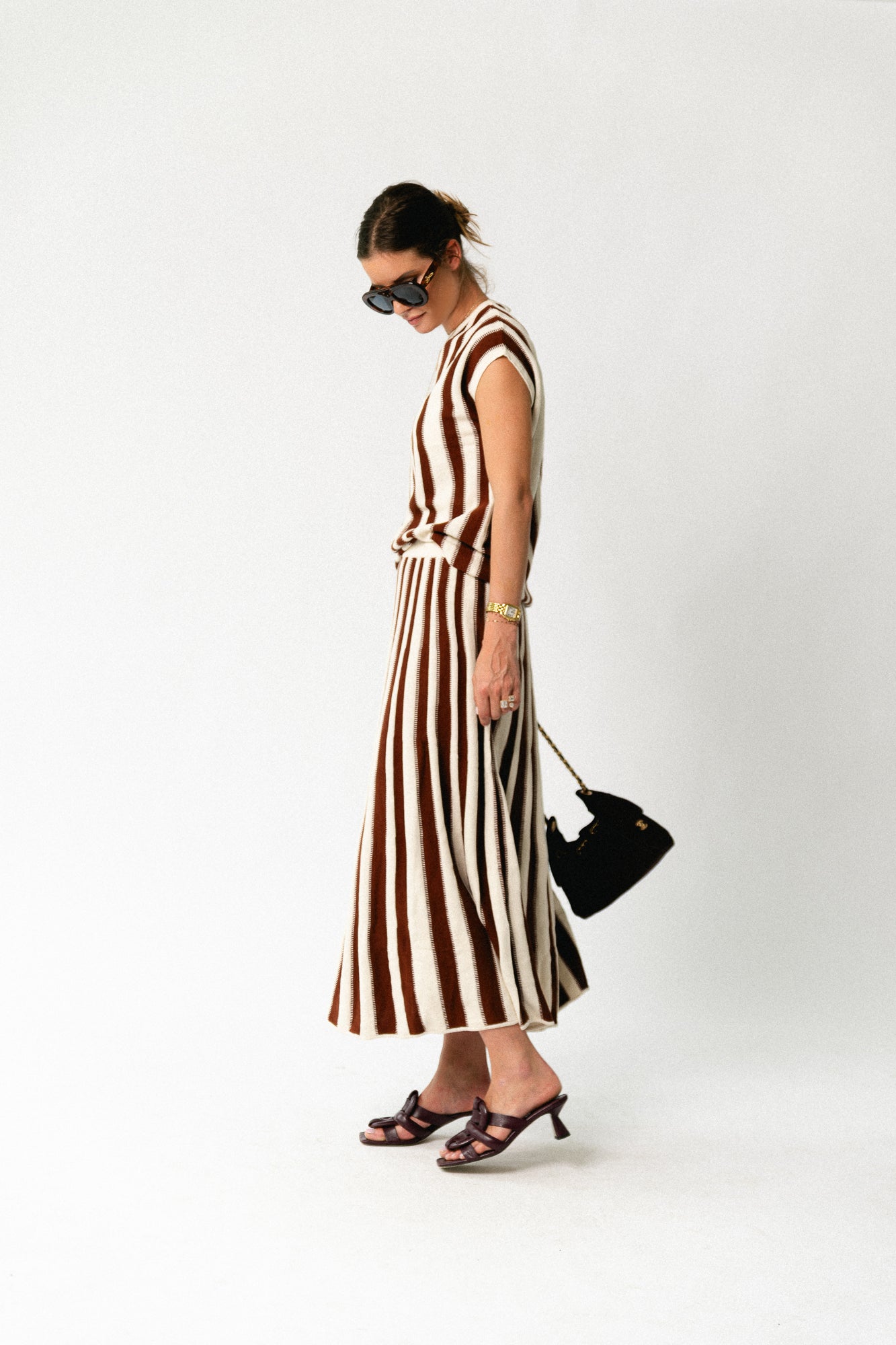 SLFLina HW knit long skirt birch/cherry mahogany