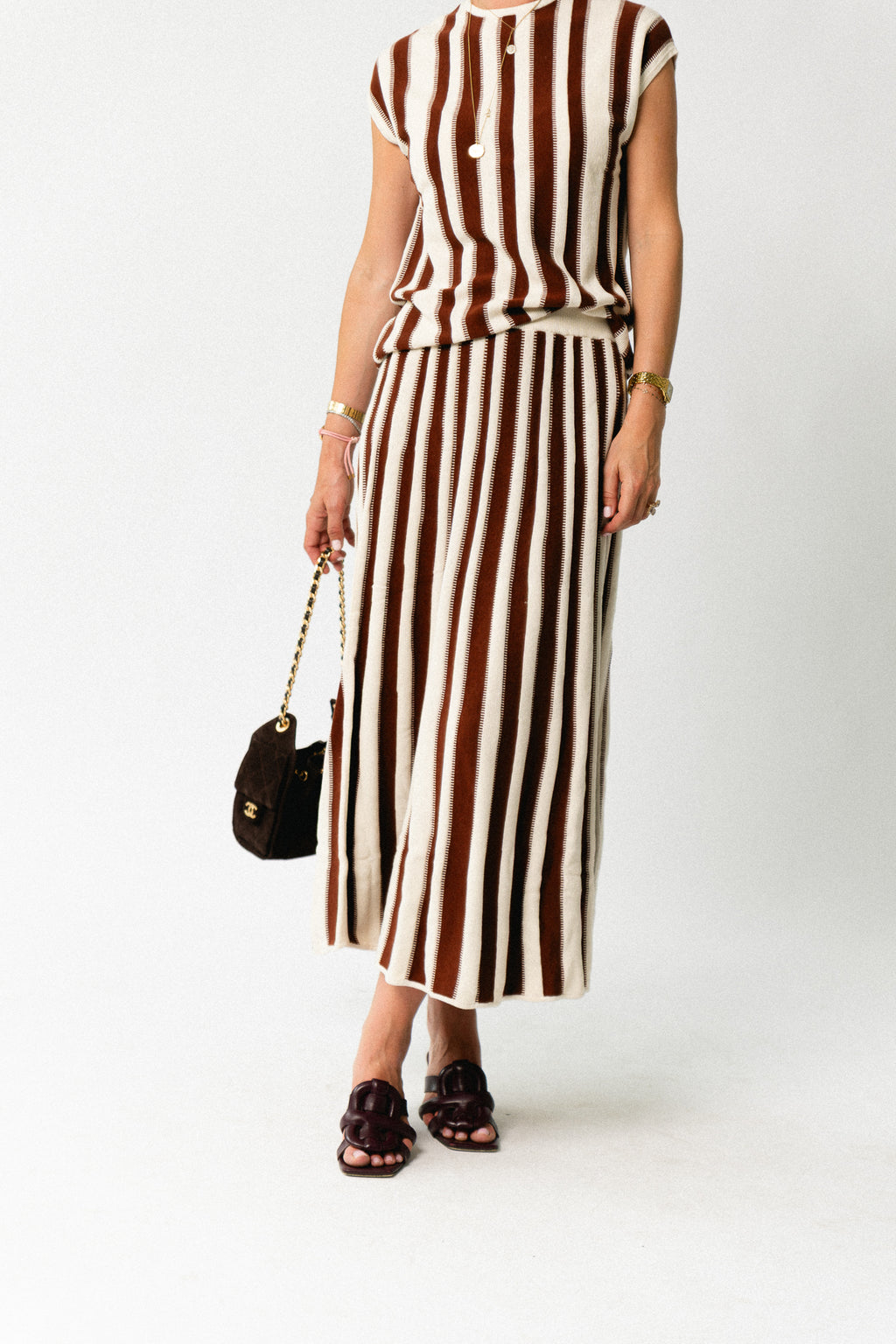 SLFLina HW knit long skirt birch/cherry mahogany