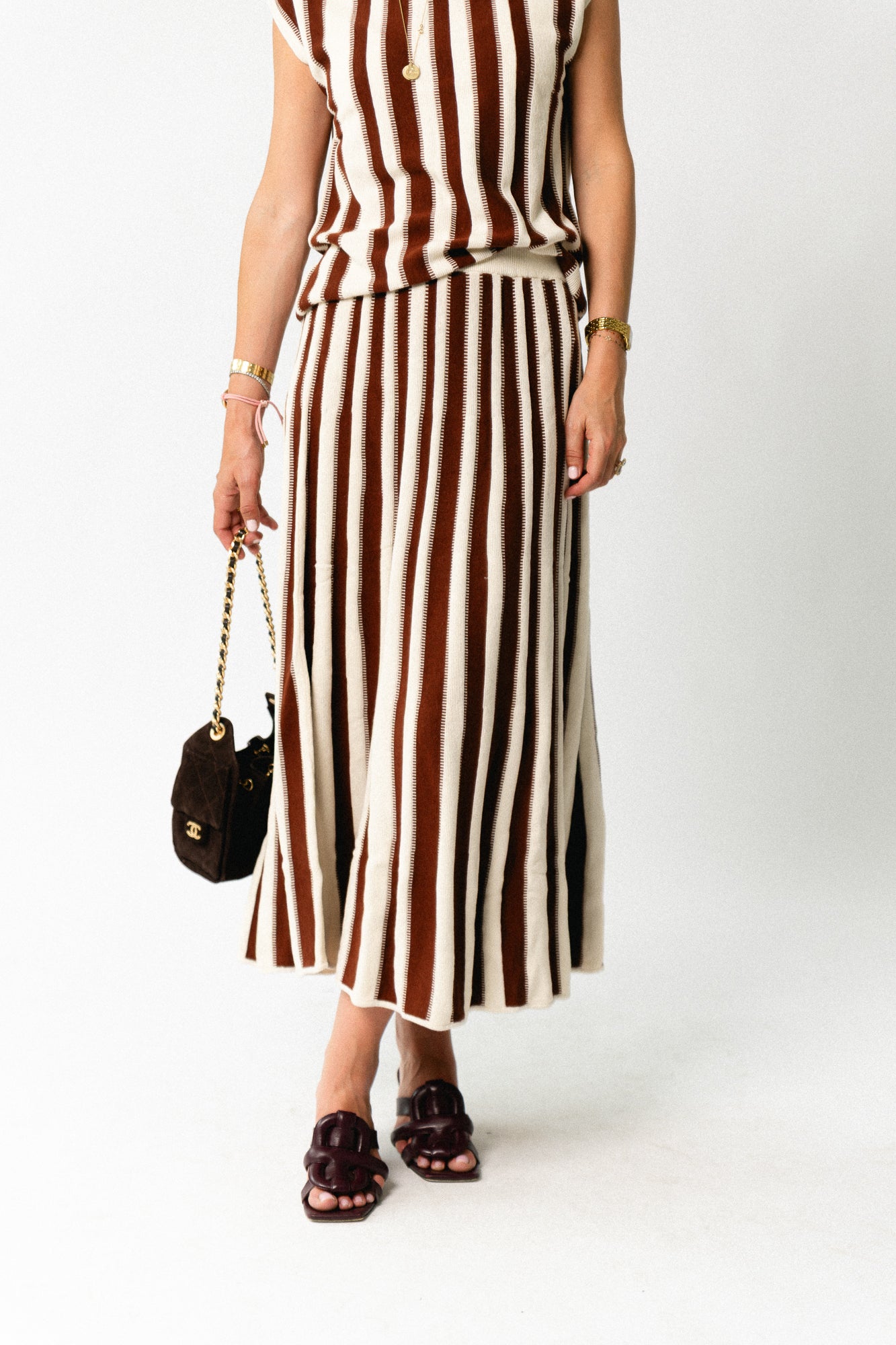 SLFLina HW knit long skirt birch/cherry mahogany