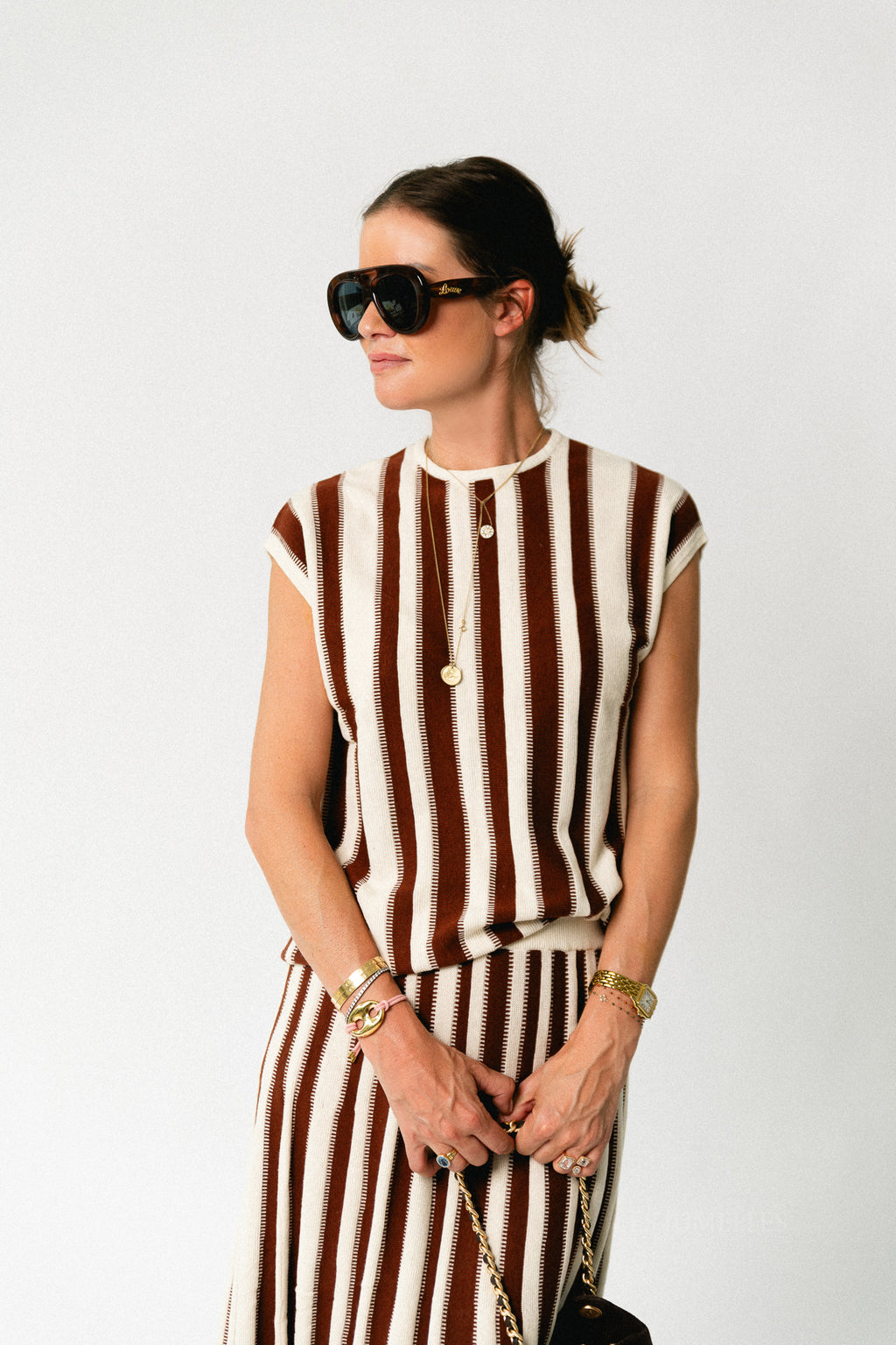 SLFLina SL knit O-neck birch/cherry mahogany