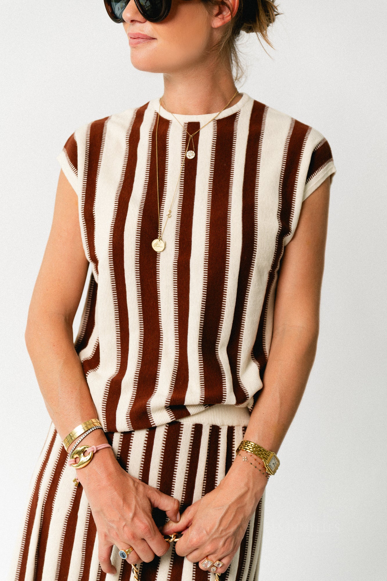 SLFLina SL knit O-neck birch/cherry mahogany