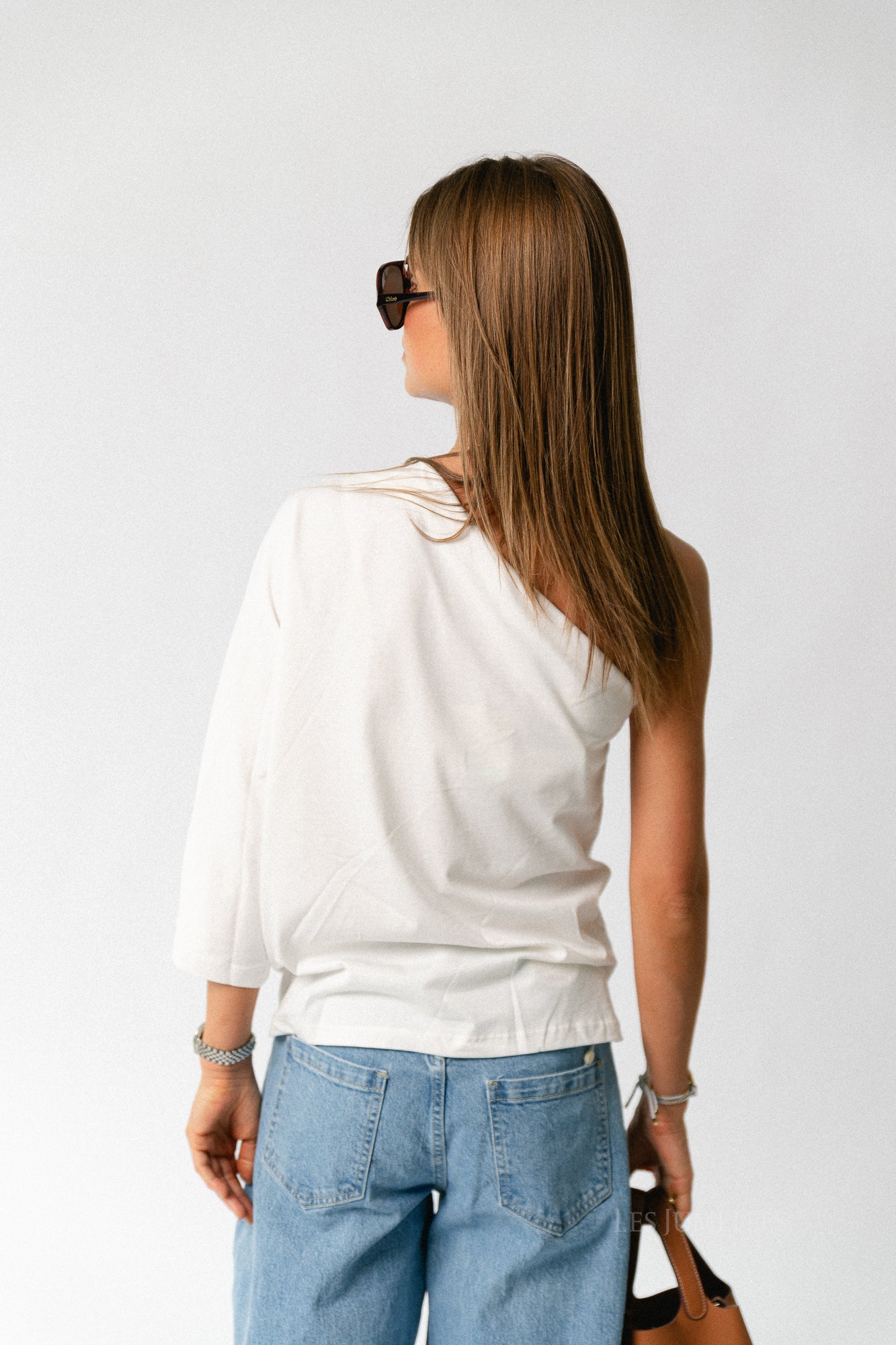 Celie one shoulder shirt off white