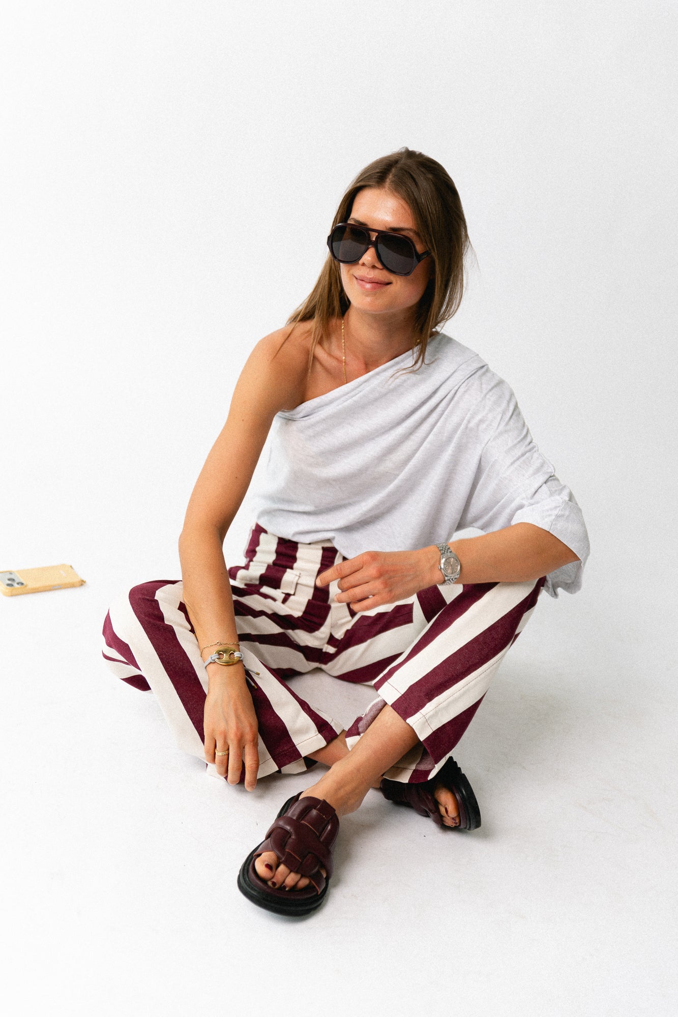 Celie one shoulder shirt light grey melange