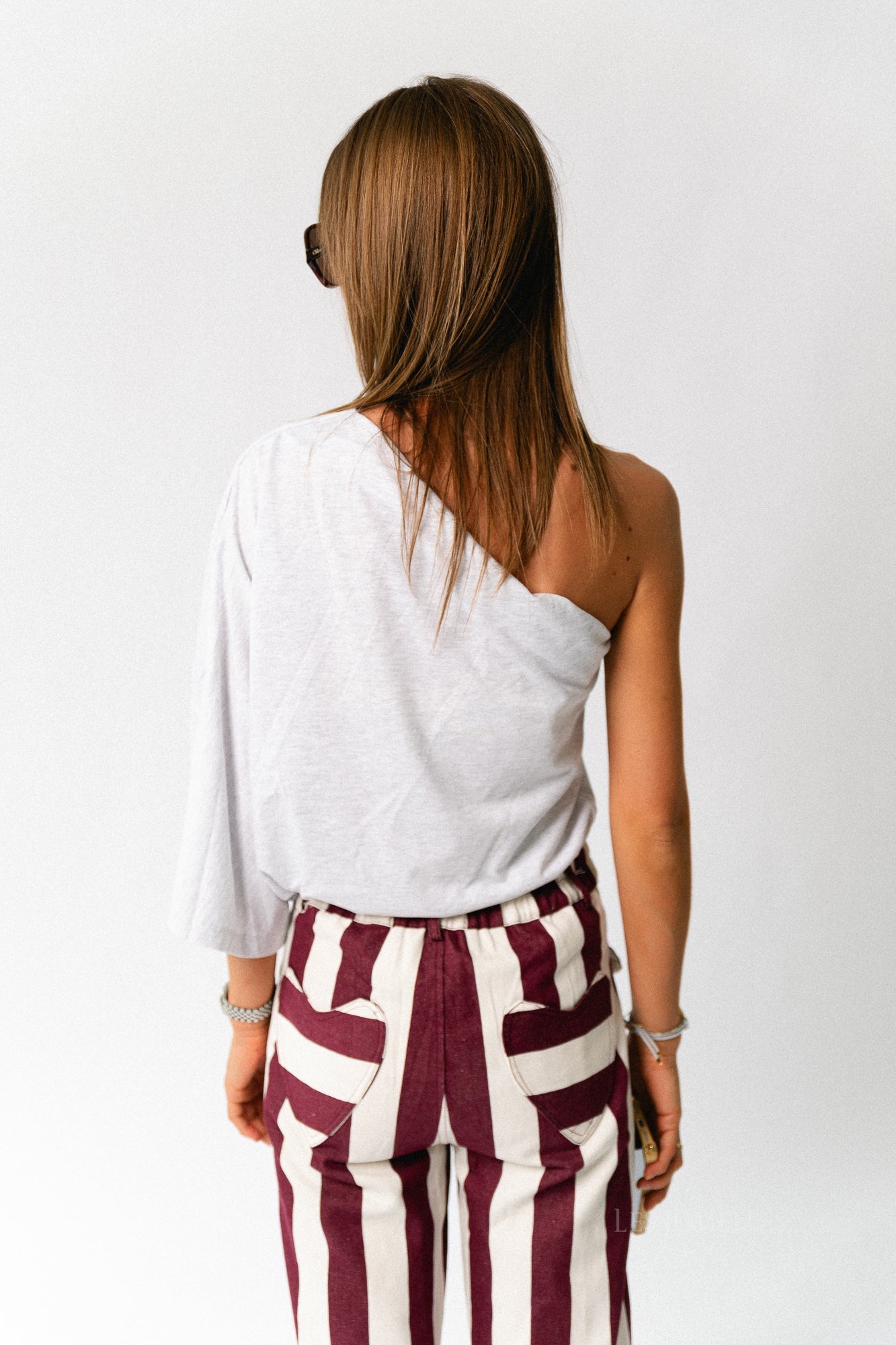 Celie one shoulder shirt light grey melange